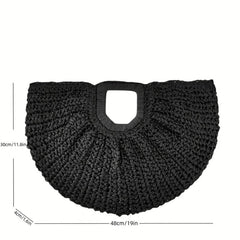 Straw Woven Beach Bag Boho Style Clutch Round Tote Bag