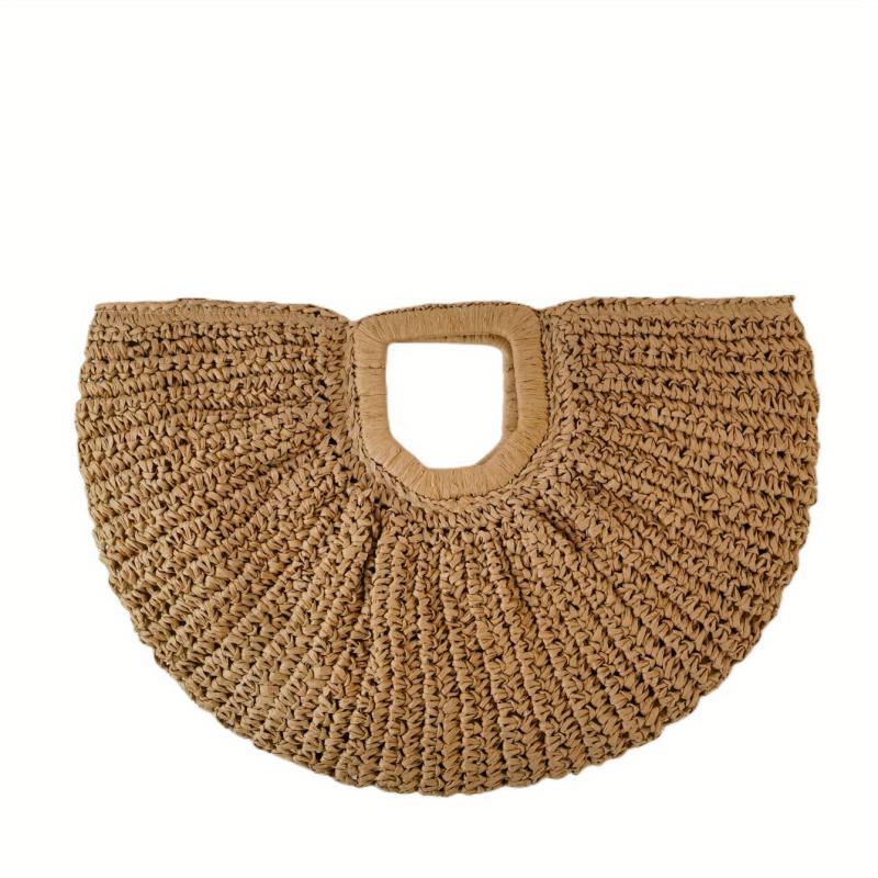 Straw Woven Beach Bag Boho Style Clutch Round Tote Bag