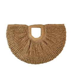 Straw Woven Beach Bag Boho Style Clutch Round Tote Bag