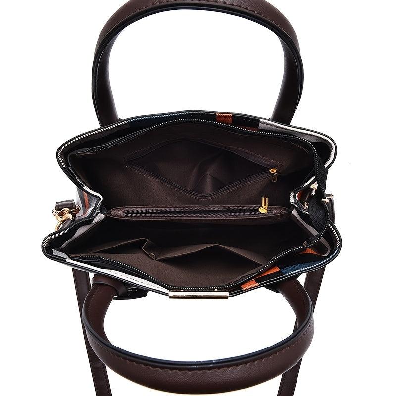 Plaid Pattern Handbags PU Crossbody Bag Women's Top Handle Satchel Purses