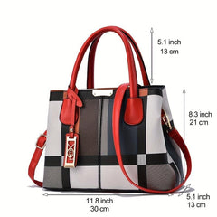 Plaid Pattern Handbags PU Crossbody Bag Women's Top Handle Satchel Purses