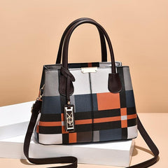Plaid Pattern Handbags PU Crossbody Bag Women's Top Handle Satchel Purses
