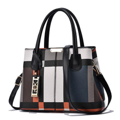 Plaid Pattern Handbags PU Crossbody Bag Women's Top Handle Satchel Purses