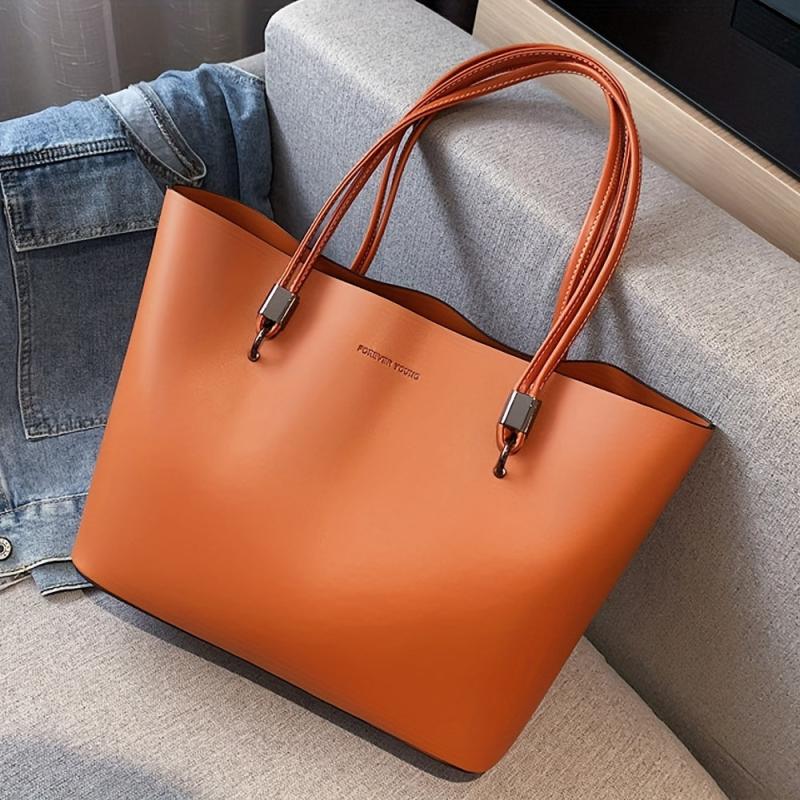 Solid Tote Bag Large Capacity Shoulder Bag Multifunctional Bag For Work