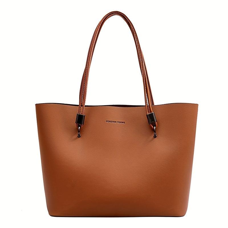 Solid Tote Bag Large Capacity Shoulder Bag Multifunctional Bag For Work