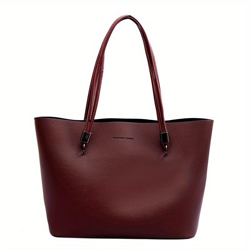 Solid Tote Bag Large Capacity Shoulder Bag Multifunctional Bag For Work