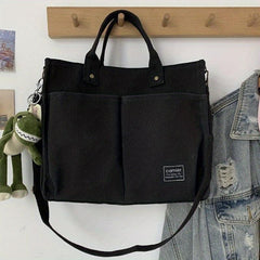Canvas Tote Bag Crossbody Handbag Zipper Closure for School