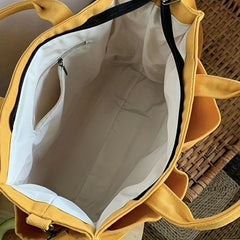 Canvas Tote Bag Crossbody Handbag Zipper Closure for School