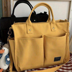 Canvas Tote Bag Crossbody Handbag Zipper Closure for School