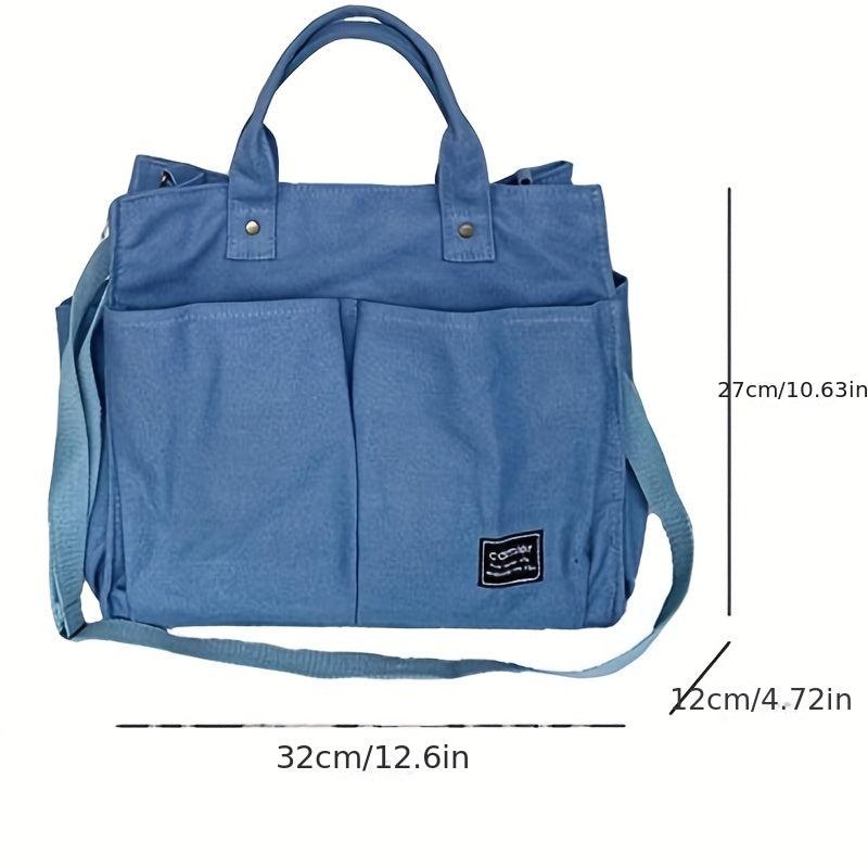 Canvas Tote Bag Crossbody Handbag Zipper Closure for School