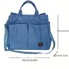 Canvas Tote Bag Crossbody Handbag Zipper Closure for School