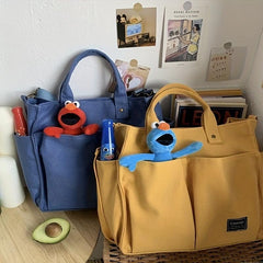 Canvas Tote Bag Crossbody Handbag Zipper Closure for School