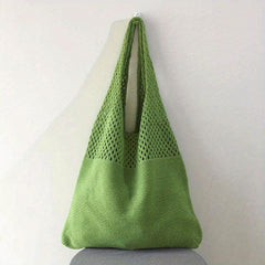 Minimalist Crochet Shoulder Bag Solid All Match Knitted Storage Bag