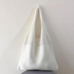 Minimalist Crochet Shoulder Bag Solid All Match Knitted Storage Bag