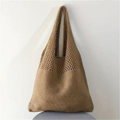 Minimalist Crochet Shoulder Bag Solid All Match Knitted Storage Bag