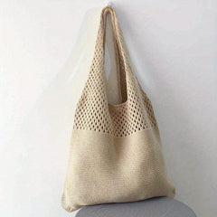 Minimalist Crochet Shoulder Bag Solid All Match Knitted Storage Bag