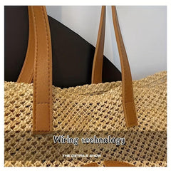 Summer Beach Tote Bag Woven Straw Large Shoulder Bag