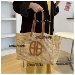 Summer Beach Tote Bag Woven Straw Large Shoulder Bag