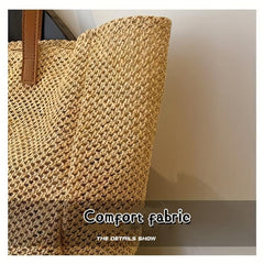 Summer Beach Tote Bag Woven Straw Large Shoulder Bag
