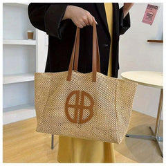 Summer Beach Tote Bag Woven Straw Large Shoulder Bag