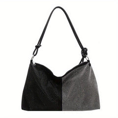 Colorblock Rhinestone Evening Bag Crossbody Hobo Large Capacity