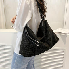 Colorblock Rhinestone Evening Bag Crossbody Hobo Large Capacity