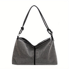 Colorblock Rhinestone Evening Bag Crossbody Hobo Large Capacity
