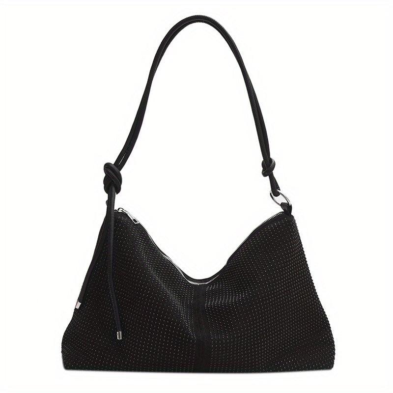 Colorblock Rhinestone Evening Bag Crossbody Hobo Large Capacity