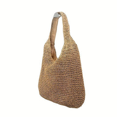 Women's Minimalist Straw Hobo Bag Lightweight Shoulder Woven Bag