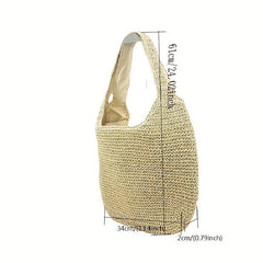 Women's Minimalist Straw Hobo Bag Lightweight Shoulder Woven Bag