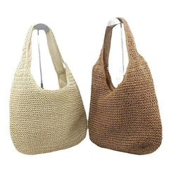 Women's Minimalist Straw Hobo Bag Lightweight Shoulder Woven Bag