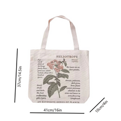 Flower Print Canvas Tote Bag Reusable Grocery Shopping Bag