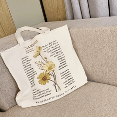 Flower Print Canvas Tote Bag Reusable Grocery Shopping Bag