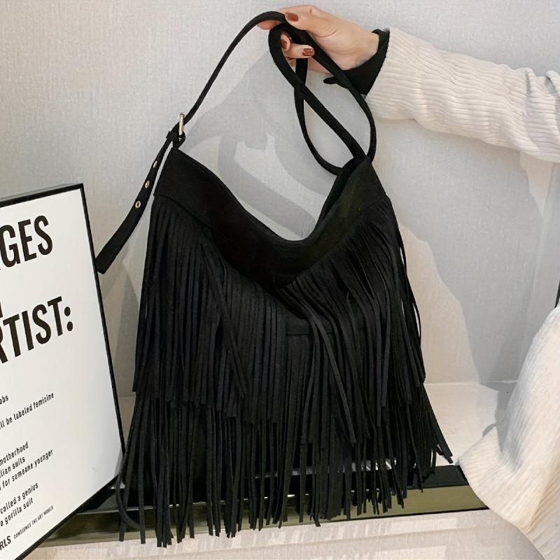 Vintage Minimalist Shoulder Bag Tassel Crossbody Bag Women's All Match Bag