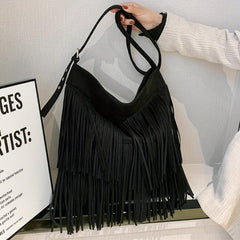 Vintage Minimalist Shoulder Bag Tassel Crossbody Bag Women's All Match Bag