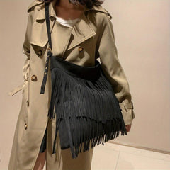 Vintage Minimalist Shoulder Bag Tassel Crossbody Bag Women's All Match Bag