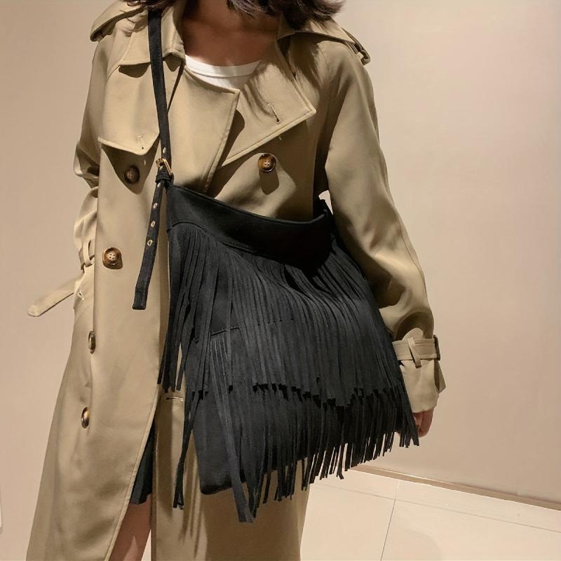 Vintage Minimalist Shoulder Bag Tassel Crossbody Bag Women's All Match Bag