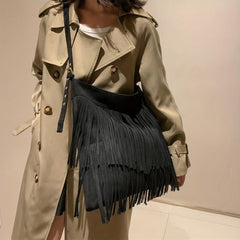 Vintage Minimalist Shoulder Bag Tassel Crossbody Bag Women's All Match Bag