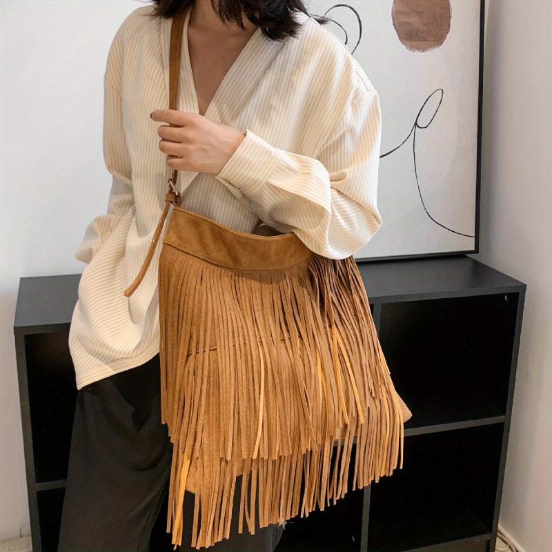 Vintage Minimalist Shoulder Bag Tassel Crossbody Bag Women's All Match Bag