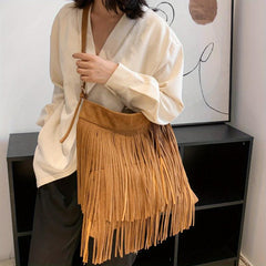 Vintage Minimalist Shoulder Bag Tassel Crossbody Bag Women's All Match Bag
