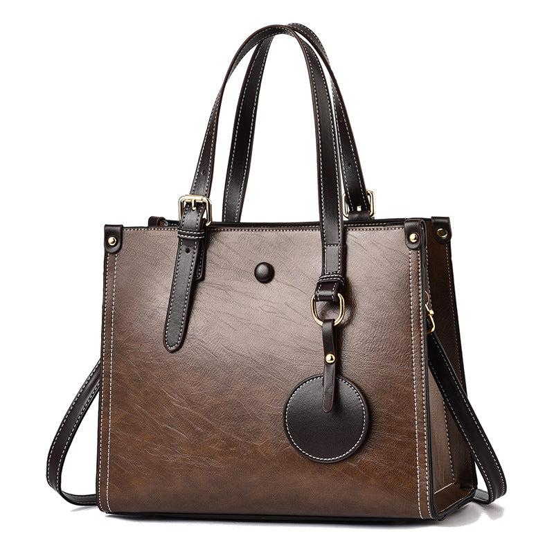 Retro Top Handle Tote Bag Soft Faux Leather Hand Bag Women's Casual Shoulder Bag