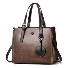 Retro Top Handle Tote Bag Soft Faux Leather Hand Bag Women's Casual Shoulder Bag