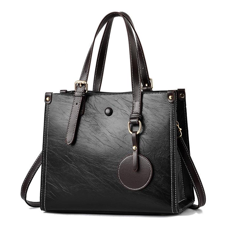 Retro Top Handle Tote Bag Soft Faux Leather Hand Bag Women's Casual Shoulder Bag