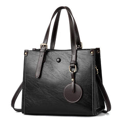 Retro Top Handle Tote Bag Soft Faux Leather Hand Bag Women's Casual Shoulder Bag