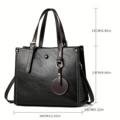 Retro Top Handle Tote Bag Soft Faux Leather Hand Bag Women's Casual Shoulder Bag