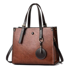 Retro Top Handle Tote Bag Soft Faux Leather Hand Bag Women's Casual Shoulder Bag