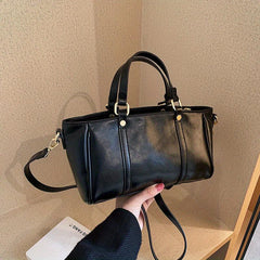 Classic PU Leather Tote Bag Zipper Shoulder & Crossbody Bag