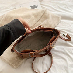 Classic PU Leather Tote Bag Zipper Shoulder & Crossbody Bag