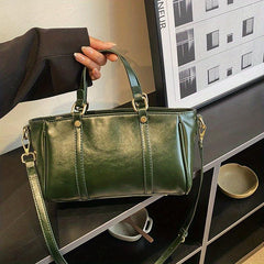 Classic PU Leather Tote Bag Zipper Shoulder & Crossbody Bag