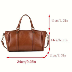 Classic PU Leather Tote Bag Zipper Shoulder & Crossbody Bag